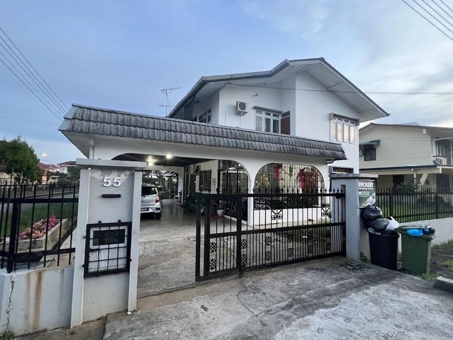 A double-storey house numbered 55 used as an Evoleht nursing home in Kuching