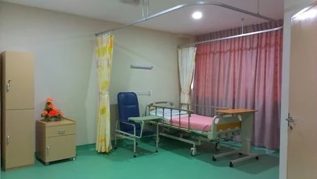 Single bed resident room at Tabuan Healthcare and Nursing Centre